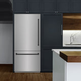 ZLINE Autograph Edition 36 in. 19.8 cu. ft. Built-In Bottom Freezer Refrigerator with Water Dispenser and Ice Maker in Stainless Steel with Matte Black Accents (RBITZ-304-36MB) - (RBITZ30436MB) -