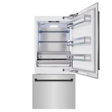 ZLINE Autograph Edition 36 in. 19.8 cu. ft. Built-In Bottom Freezer Refrigerator with Water Dispenser and Ice Maker in Stainless Steel with Matte Black Accents (RBITZ-304-36MB) - (RBITZ30436MB) -