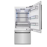 ZLINE Autograph Edition 36 in. 19.8 cu. ft. Built-In Bottom Freezer Refrigerator with Water Dispenser and Ice Maker in Stainless Steel with Matte Black Accents (RBITZ-304-36MB) - (RBITZ30436MB) -