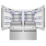 ZLINE Autograph Edition 72 in. 39.6 cu. ft. French Door Built-In Bottom Freezer Refrigerator with Water Dispensers and Ice Makers in Stainless Steel with Matte Black Accents (RBITZ-304-72MB) - (RBITZ30472MB) -
