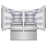 ZLINE Autograph Edition 72 in. 39.6 cu. ft. French Door Built-In Bottom Freezer Refrigerator with Water Dispensers and Ice Makers in Stainless Steel with Matte Black Accents (RBITZ-304-72MB) - (RBITZ30472MB) -