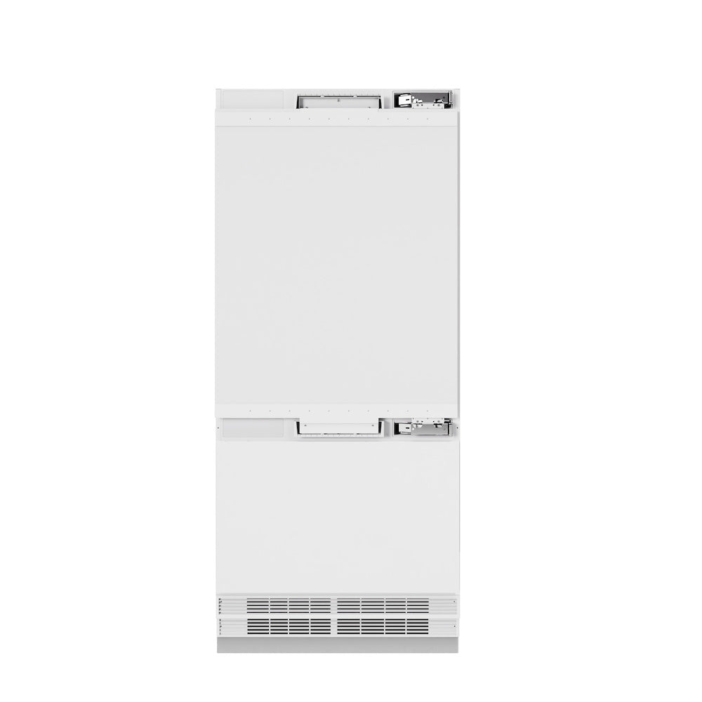 ZLINE Autograph Edition 36 in. 19.8 cu. ft. Panel Ready Built-In Bottom Freezer Refrigerator with Water Dispenser and Ice Maker with Polished Gold Accents (RBITZ-36-G) - (RBITZ36G) -