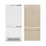 ZLINE Autograph Edition 36 in. 19.8 cu. ft. Panel Ready Built-In Bottom Freezer Refrigerator with Water Dispenser and Ice Maker with Polished Gold Accents (RBITZ-36-G) - (RBITZ36G) -