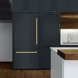 ZLINE Autograph Edition 36 in. 19.8 cu. ft. Panel Ready Built-In Bottom Freezer Refrigerator with Water Dispenser and Ice Maker with Polished Gold Accents (RBITZ-36-G) - (RBITZ36G) -