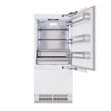 ZLINE Autograph Edition 36 in. 19.8 cu. ft. Panel Ready Built-In Bottom Freezer Refrigerator with Water Dispenser and Ice Maker with Polished Gold Accents (RBITZ-36-G) - (RBITZ36G) -