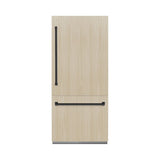 ZLINE Autograph Edition 36 in. 19.8 cu. ft. Panel Ready Built-In Bottom Freezer Refrigerator with Water Dispenser and Ice Maker with Matte Black Accents (RBITZ-36-MB) - (RBITZ36MB) -