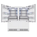 ZLINE Autograph Edition 72 in. 39.6 cu. ft. Panel Ready French Door Built-In Bottom Freezer Refrigerator with Water Dispensers and Ice Makers and Polished Gold Accents (RBITZ-72-G) - (RBITZ72G) -