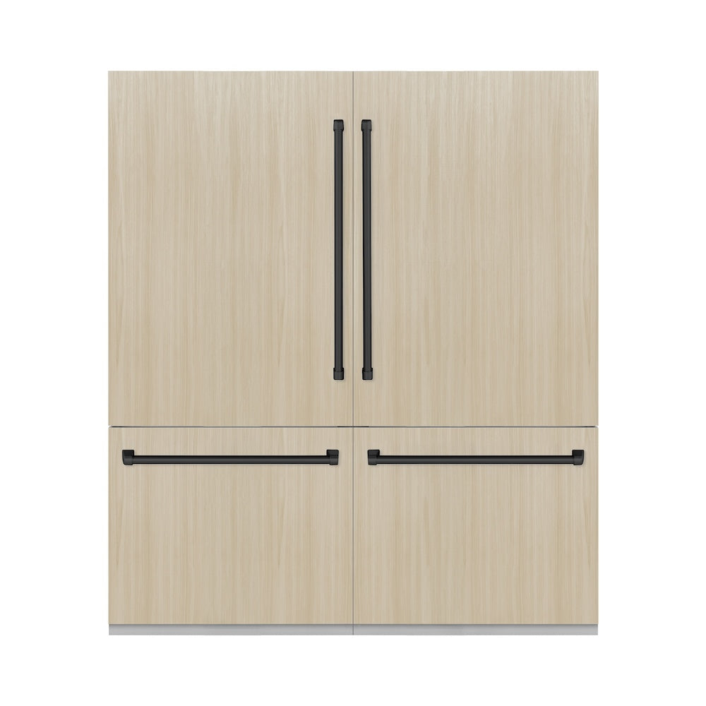 ZLINE Autograph Edition 72 in. 39.6 cu. ft. Panel Ready French Door Built-In Bottom Freezer Refrigerator with Water Dispensers and Ice Makers and Matte Black Accents (RBITZ-72-MB) - (RBITZ72MB) -