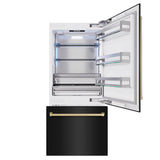 ZLINE Autograph Edition 36 in. 19.8 cu. ft. Built-In Bottom Freezer Refrigerator with Water Dispenser and Ice Maker in Black Stainless Steel and Champagne Bronze Accents (RBITZ-BS-36-CB) - (RBITZBS36CB) -