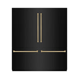 ZLINE Autograph Edition 72 in. 39.6 cu. ft. French Door Built-In Bottom Freezer Refrigerator with Water Dispensers and Ice Makers in Black Stainless Steel and Champagne Bronze Accents (RBITZ-BS-72-CB) - (RBITZBS72CB) -