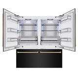 ZLINE Autograph Edition 72 in. 39.6 cu. ft. French Door Built-In Bottom Freezer Refrigerator with Water Dispensers and Ice Makers in Black Stainless Steel and Champagne Bronze Accents (RBITZ-BS-72-CB) - (RBITZBS72CB) -