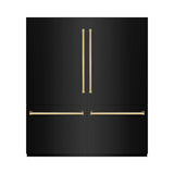 ZLINE Autograph Edition 72 in. 39.6 cu. ft. French Door Built-In Bottom Freezer Refrigerator with Water Dispensers and Ice Makers in Black Stainless Steel and Polished Gold Accents (RBITZ-BS-72-G) - (RBITZBS72G) -