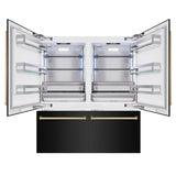 ZLINE Autograph Edition 72 in. 39.6 cu. ft. French Door Built-In Bottom Freezer Refrigerator with Water Dispensers and Ice Makers in Black Stainless Steel and Polished Gold Accents (RBITZ-BS-72-G) - (RBITZBS72G) -