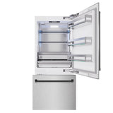 ZLINE Autograph Edition 36 in. 19.8 cu. ft. Built-In Bottom Freezer Refrigerator with Water Dispenser and Ice Maker in DuraSnow® Stainless Steel and Matte Black Accents (RBITZ-SN-36-MB) - (RBITZSN36MB) -