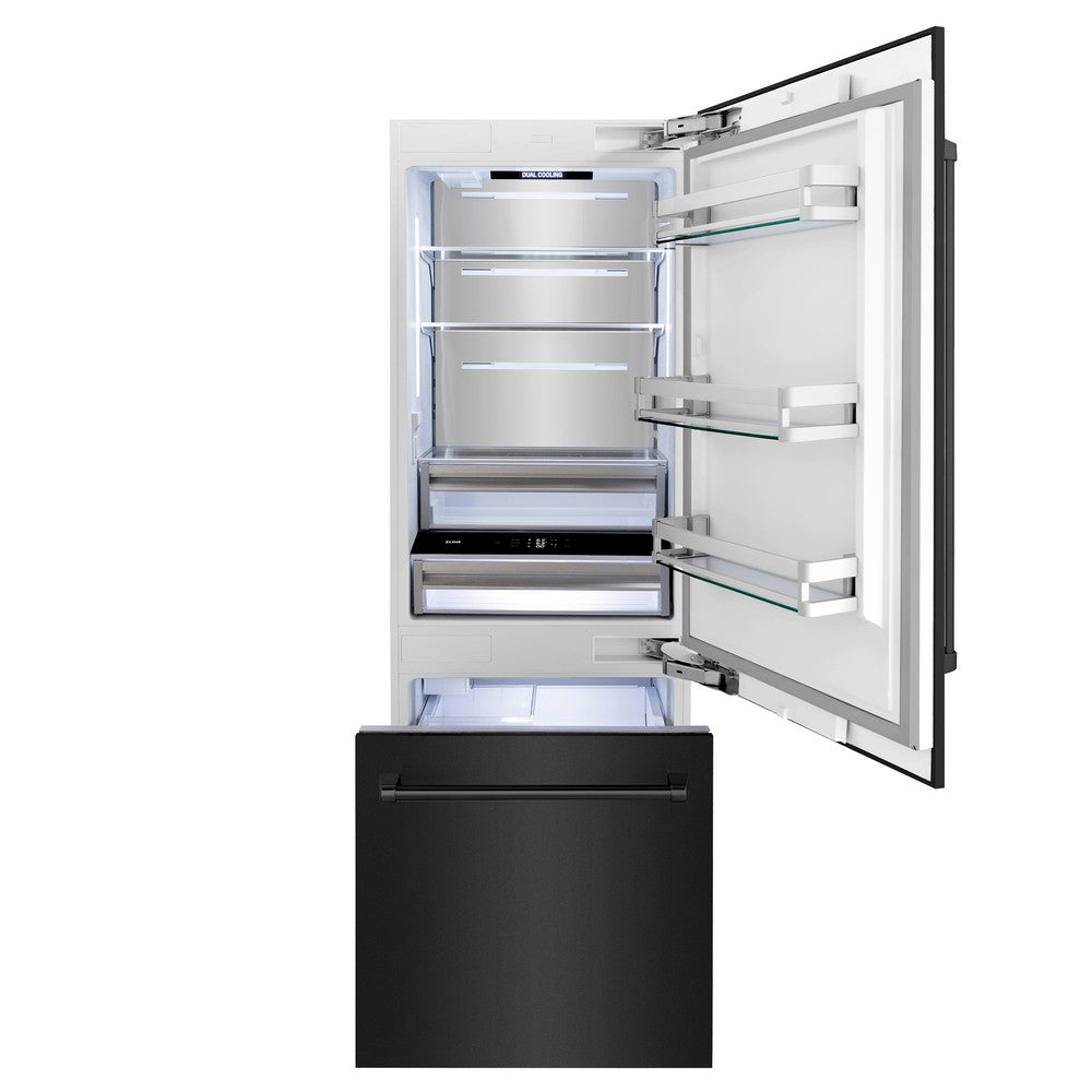 30"16.1 cu. ft. Built-In 2-Door Bottom Freezer Refrigerator with Internal Water and Ice Dispenser in Black Stainless Steel - (RBIVBS30) -