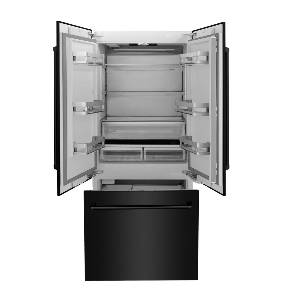 36"19.6 cu. ft. Built-In 3-Door French Door Freezer Refrigerator with Internal Water and Ice Dispenser in Black Stainless Steel - (RBIVBS36) -