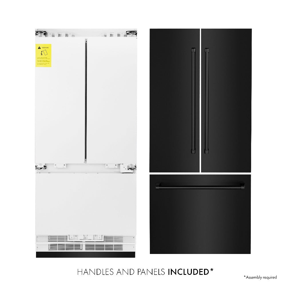 36"19.6 cu. ft. Built-In 3-Door French Door Freezer Refrigerator with Internal Water and Ice Dispenser in Black Stainless Steel - (RBIVBS36) -
