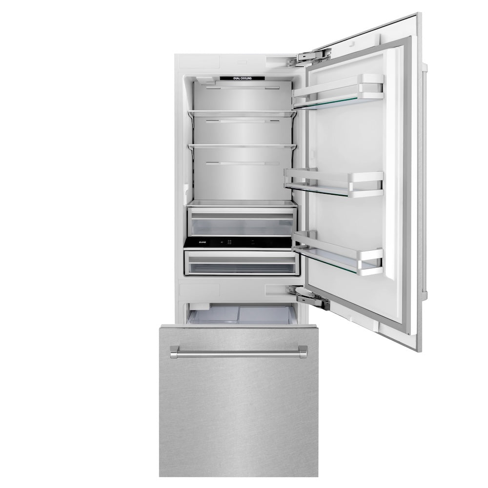30"16.1 cu. ft. Built-In 2-Door Bottom Freezer Refrigerator with Internal Water and Ice Dispenser in Fingerprint Resistant Stainless Steel - (RBIVSN30) -