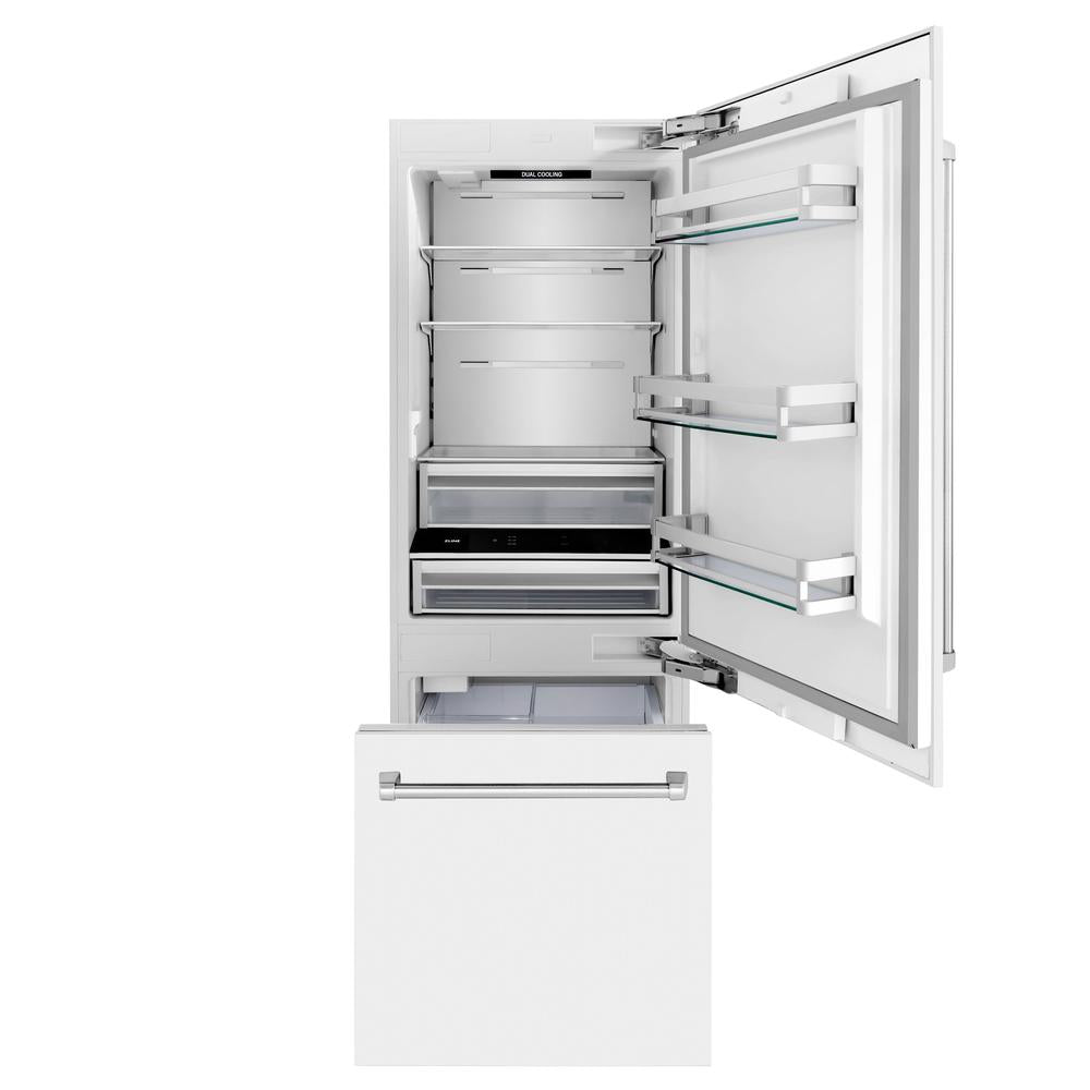 30"16.1 cu. ft. Built-In 2-Door Bottom Freezer Refrigerator with Internal Water and Ice Dispenser in White Matte - (RBIVWM30) -