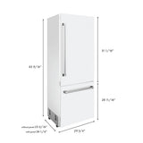 30"16.1 cu. ft. Built-In 2-Door Bottom Freezer Refrigerator with Internal Water and Ice Dispenser in White Matte - (RBIVWM30) -