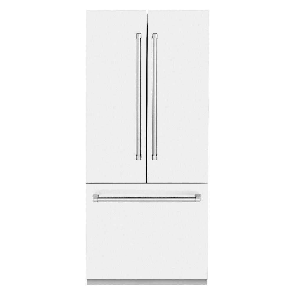 RBIVWM36- Zline 36 in. 3-Door French Door Refrigerator with Internal Ice & Water Dispenser with White Matte Panels - (RBIVWM36)