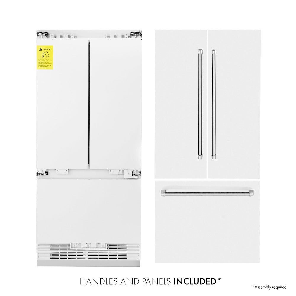 RBIVWM36- Zline 36 in. 3-Door French Door Refrigerator with Internal Ice & Water Dispenser with White Matte Panels - (RBIVWM36)