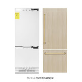 ZLINE Autograph Edition 30 in. 16.1 cu. ft. Panel Ready Built-In Bottom Freezer Refrigerator with Water Dispenser and Ice Maker with Polished Gold Accents (RBIVZ-30-G) - (RBIVZ30G) -