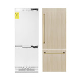 ZLINE Autograph Edition 30 in. 16.1 cu. ft. Panel Ready Built-In Bottom Freezer Refrigerator with Water Dispenser and Ice Maker with Polished Gold Accents (RBIVZ-30-G) - (RBIVZ30G) -