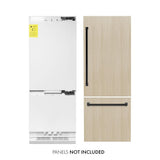 ZLINE Autograph Edition 30 in. 16.1 cu. ft. Panel Ready Built-In Bottom Freezer Refrigerator with Water Dispenser and Ice Maker with Matte Black Accents (RBIVZ-30-MB) - (RBIVZ30MB) -