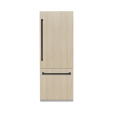 ZLINE Autograph Edition 30 in. 16.1 cu. ft. Panel Ready Built-In Bottom Freezer Refrigerator with Water Dispenser and Ice Maker with Matte Black Accents (RBIVZ-30-MB) - (RBIVZ30MB) -