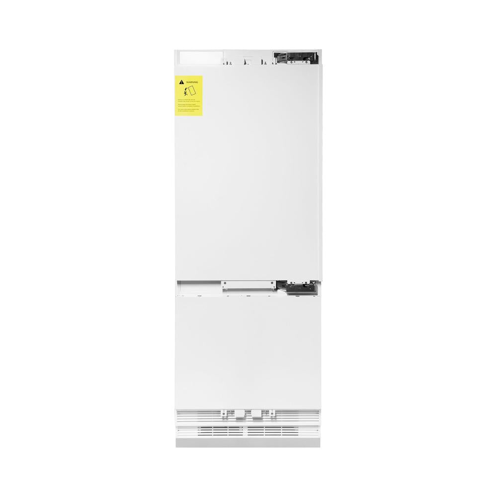 ZLINE Autograph Edition 30 in. 16.1 cu. ft. Panel Ready Built-In Bottom Freezer Refrigerator with Water Dispenser and Ice Maker with Matte Black Accents (RBIVZ-30-MB) - (RBIVZ30MB) -