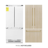ZLINE Autograph Edition 36 in. 19.6 cu. ft. Panel Ready French Door Built-In Bottom Freezer Refrigerator with Water Dispenser and Ice Maker with Champagne Bronze Accents (RBIVZ-36-CB) - (RBIVZ36CB) -