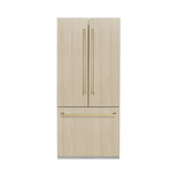 ZLINE Autograph Edition 36 in. 19.6 cu. ft. Panel Ready French Door Built-In Bottom Freezer Refrigerator with Water Dispenser and Ice Maker with Champagne Bronze Accents (RBIVZ-36-CB) - (RBIVZ36CB) -
