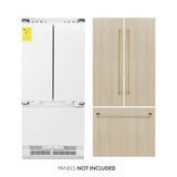 ZLINE Autograph Edition 36 in. 19.6 cu. ft. Panel Ready French Door Built-In Bottom Freezer Refrigerator with Water Dispenser and Ice Maker with Polished Gold Accents (RBIVZ-36-G) - (RBIVZ36G) -