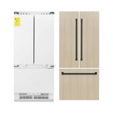 ZLINE Autograph Edition 36 in. 19.6 cu. ft. Panel Ready French Door Built-In Bottom Freezer Refrigerator with Water Dispenser and Ice Maker with Matte Black Accents (RBIVZ-36-MB) - (RBIVZ36MB) -