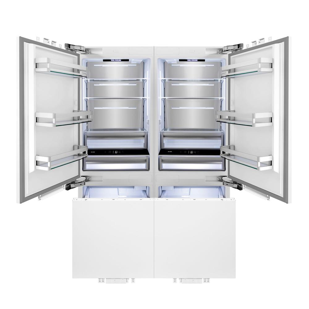 ZLINE Autograph Edition 60 in. 32.2 cu. ft. Panel Ready French Door Built-In Bottom Freezer Refrigerator with Water Dispenser and Ice Maker with Polished Gold Accents (RBIVZ-60-G) - (RBIVZ60G) -
