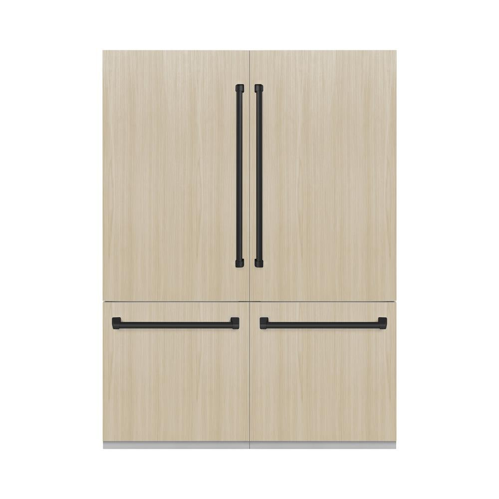 ZLINE Autograph Edition 60 in. 32.2 cu. ft. Panel Ready French Door Built-In Bottom Freezer Refrigerator with Water Dispenser and Ice Maker with Matte Black Accents (RBIVZ-60-MB) - (RBIVZ60MB) -