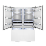 ZLINE Autograph Edition 60 in. 32.2 cu. ft. Panel Ready French Door Built-In Bottom Freezer Refrigerator with Water Dispenser and Ice Maker with Matte Black Accents (RBIVZ-60-MB) - (RBIVZ60MB) -