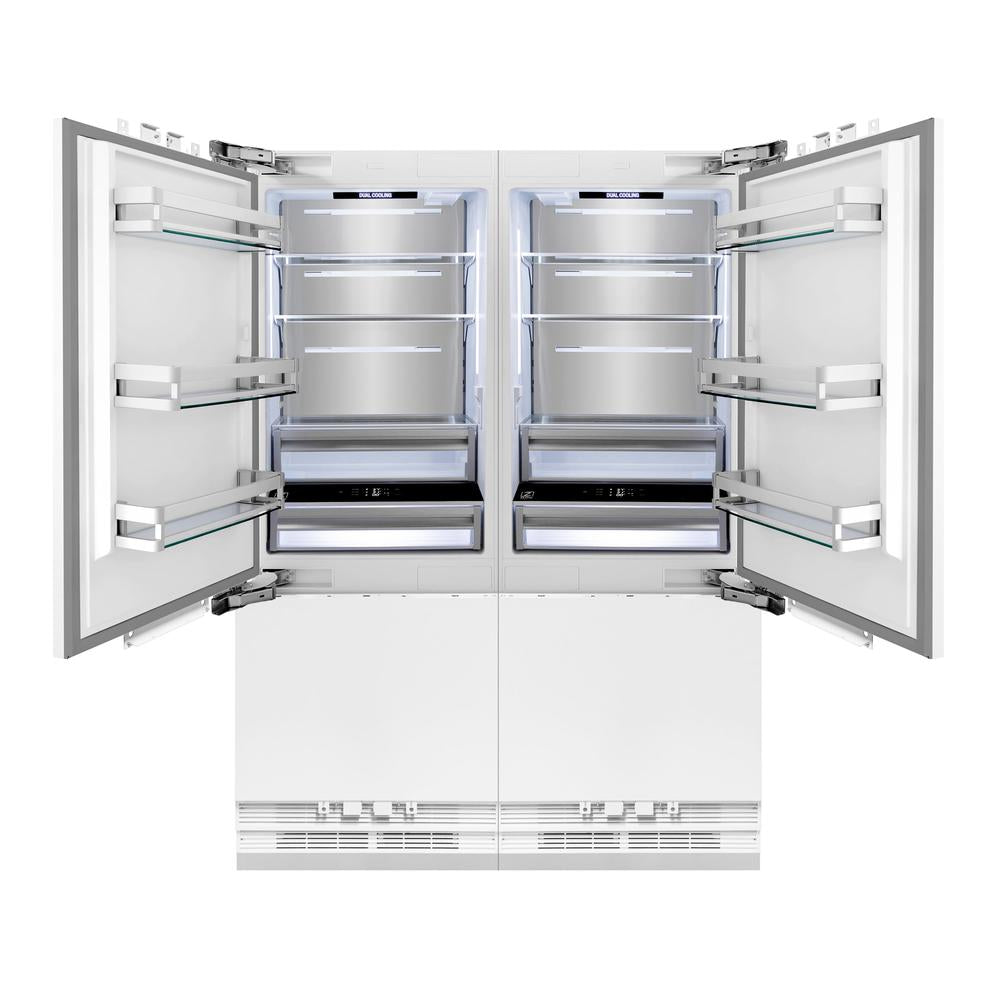 ZLINE Autograph Edition 60 in. 32.2 cu. ft. Panel Ready French Door Built-In Bottom Freezer Refrigerator with Water Dispenser and Ice Maker with Matte Black Accents (RBIVZ-60-MB) - (RBIVZ60MB) -