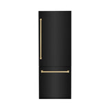 30”Autograph Edition 16.1 cu. ft. Built-in 2-Door Bottom Freezer Refrigerator with Internal Water and Ice Dispenser in Black Stainless Steel with Champagne Bronze Accents - (RBIVZBS30CB) -