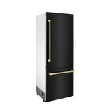 30”Autograph Edition 16.1 cu. ft. Built-in 2-Door Bottom Freezer Refrigerator with Internal Water and Ice Dispenser in Black Stainless Steel with Champagne Bronze Accents - (RBIVZBS30CB) -