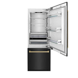 30”Autograph Edition 16.1 cu. ft. Built-in 2-Door Bottom Freezer Refrigerator with Internal Water and Ice Dispenser in Black Stainless Steel with Champagne Bronze Accents - (RBIVZBS30CB) -