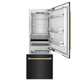 30”Autograph Edition 16.1 cu. ft. Built-in 2-Door Bottom Freezer Refrigerator with Internal Water and Ice Dispenser in Black Stainless Steel with Champagne Bronze Accents - (RBIVZBS30CB) -