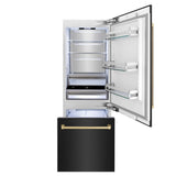 30”Autograph Edition 16.1 cu. ft. Built-in 2-Door Bottom Freezer Refrigerator with Internal Water and Ice Dispenser in Black Stainless Steel with Champagne Bronze Accents - (RBIVZBS30CB) -