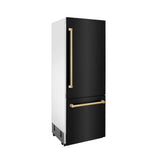 30”Autograph Edition 16.1 cu. ft. Built-in 2-Door Bottom Freezer Refrigerator with Internal Water and Ice Dispenser in Black Stainless Steel with Polished Gold Accents - (RBIVZBS30G) -