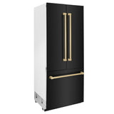 36”Autograph Edition 19.6 cu. ft. Built-in 3-Door French Door Refrigerator with Internal Water and Ice Dispenser in Black Stainless Steel with Champagne Bronze Accents - (RBIVZBS36CB) -