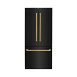 36”Autograph Edition 19.6 cu. ft. Built-in 3-DoorFrench Door Refrigerator with Internal Water and Ice Dispenser in Black Stainless Steel with Polished Gold Accents - (RBIVZBS36G) -