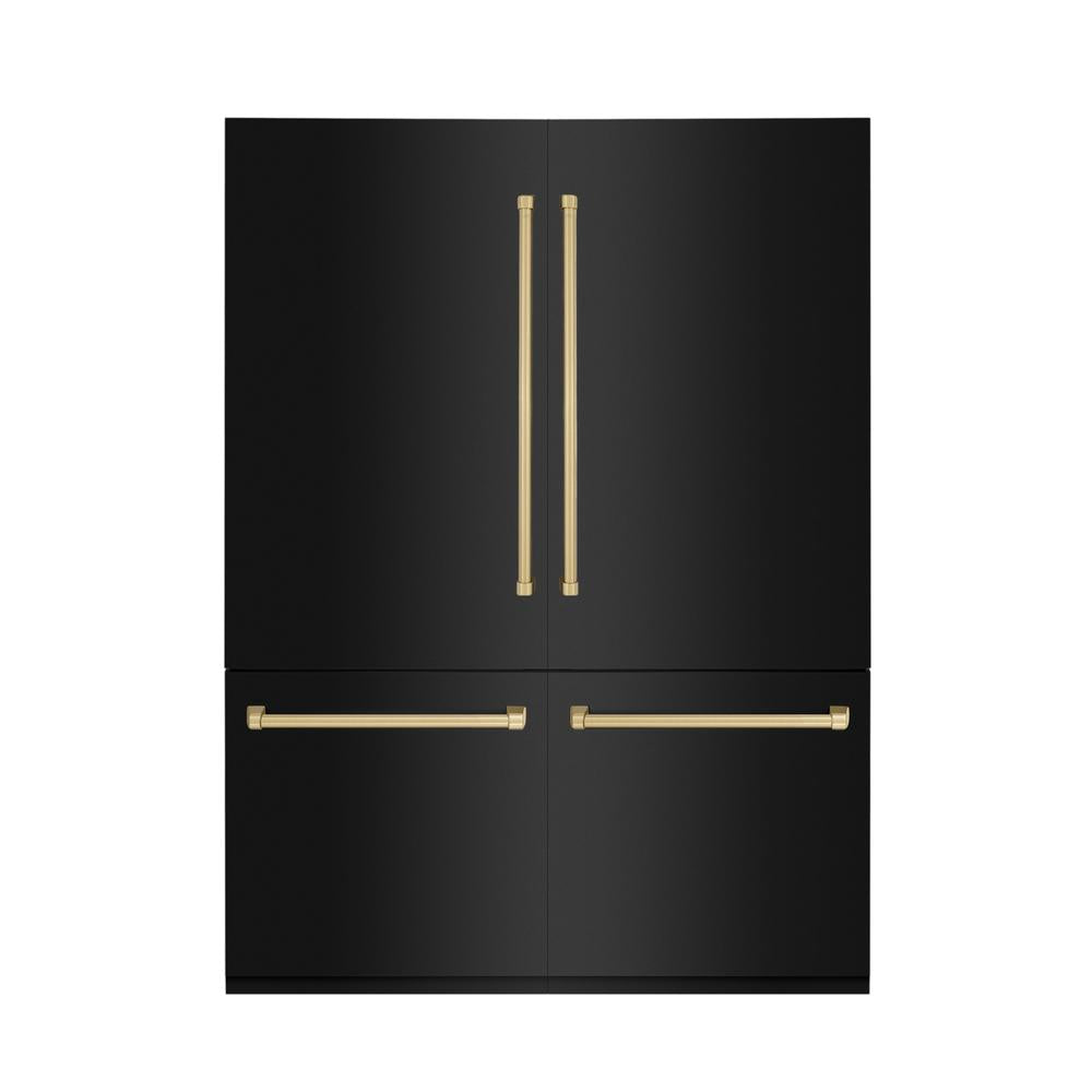 60"Autograph Edition 32.2 cu. ft. Built-in 4-Door French Door Refrigerator with Internal Water and Ice Dispenser in Black Stainless Steel with Champagne Bronze Accents - (RBIVZBS60CB) -