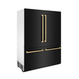 60"Autograph Edition 32.2 cu. ft. Built-in 4-Door French Door Refrigerator with Internal Water and Ice Dispenser in Black Stainless Steel with Polished Gold Accents - (RBIVZBS60G) -
