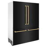 60"Autograph Edition 32.2 cu. ft. Built-in 4-Door French Door Refrigerator with Internal Water and Ice Dispenser in Black Stainless Steel with Polished Gold Accents - (RBIVZBS60G) -